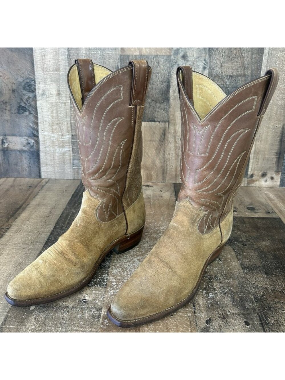 Justin Vintage Suede Western Cowboy Boots Mens 7.5 D